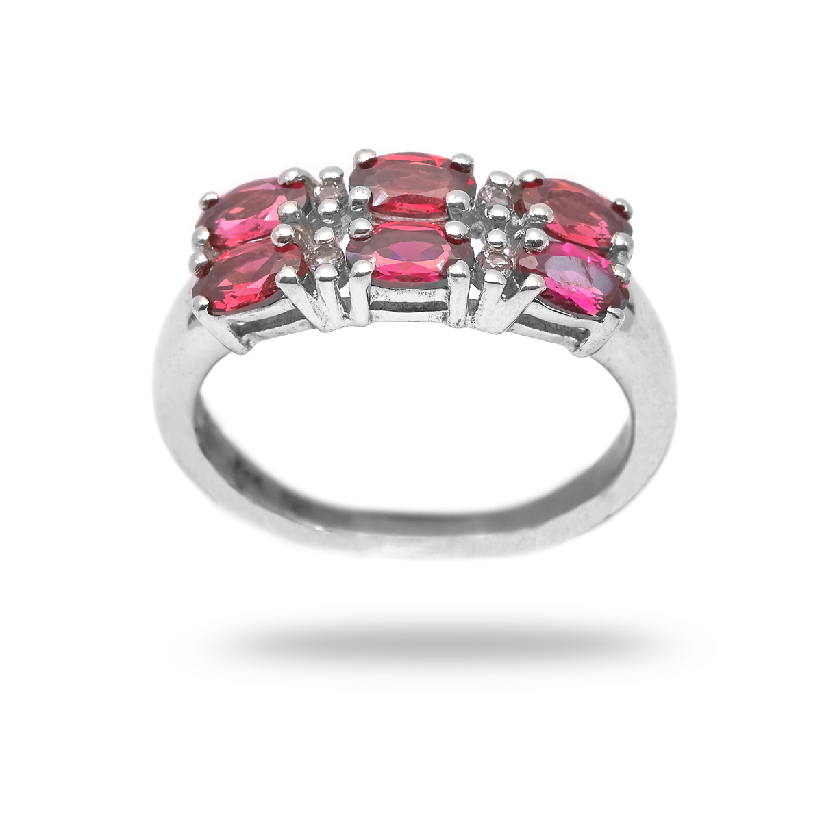 Bague rhodolite, topaze argent Cerise